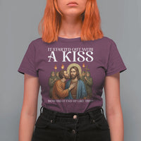 It Started Out With A Kiss Funny Jesus Christian Easter T Shirt For Women Judas Betrayal Jesus Faith Message Biblical Humor