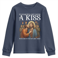 It Started Out With A Kiss Funny Jesus Christian Easter Youth Sweatshirt Judas Betrayal Jesus Faith Message Biblical Humor