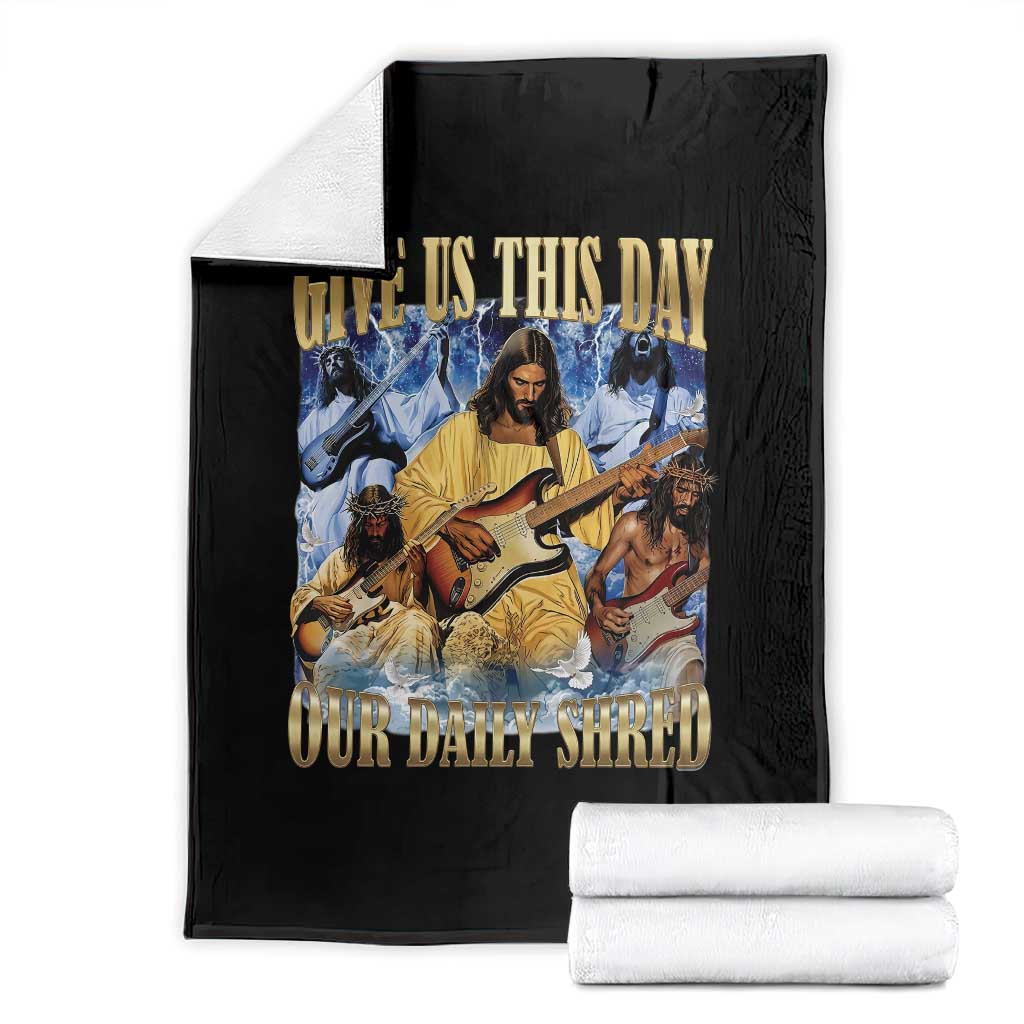 Give Us This Day Our Daily Shred Funny Christian Jesus Rock Throw Blanket Faith Humor Music Lover Inspired Gift