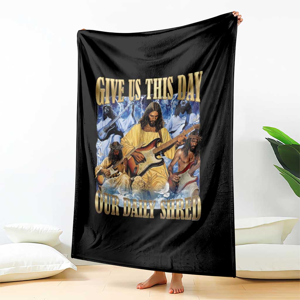 Give Us This Day Our Daily Shred Funny Christian Jesus Rock Throw Blanket Faith Humor Music Lover Inspired Gift