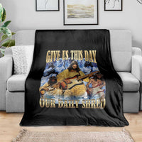 Give Us This Day Our Daily Shred Funny Christian Jesus Rock Throw Blanket Faith Humor Music Lover Inspired Gift