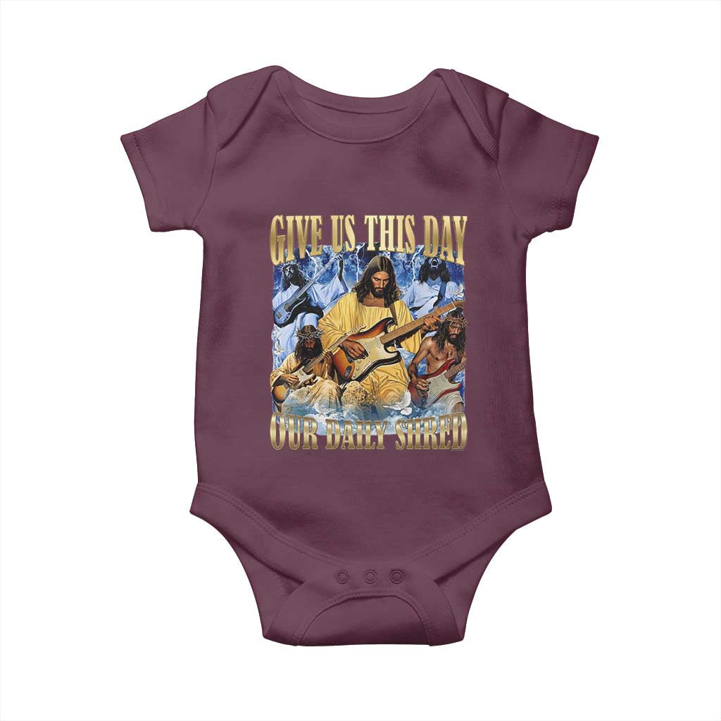 Give Us This Day Our Daily Shred Funny Christian Jesus Rock Baby Onesie Faith Humor Music Lover Inspired Gift