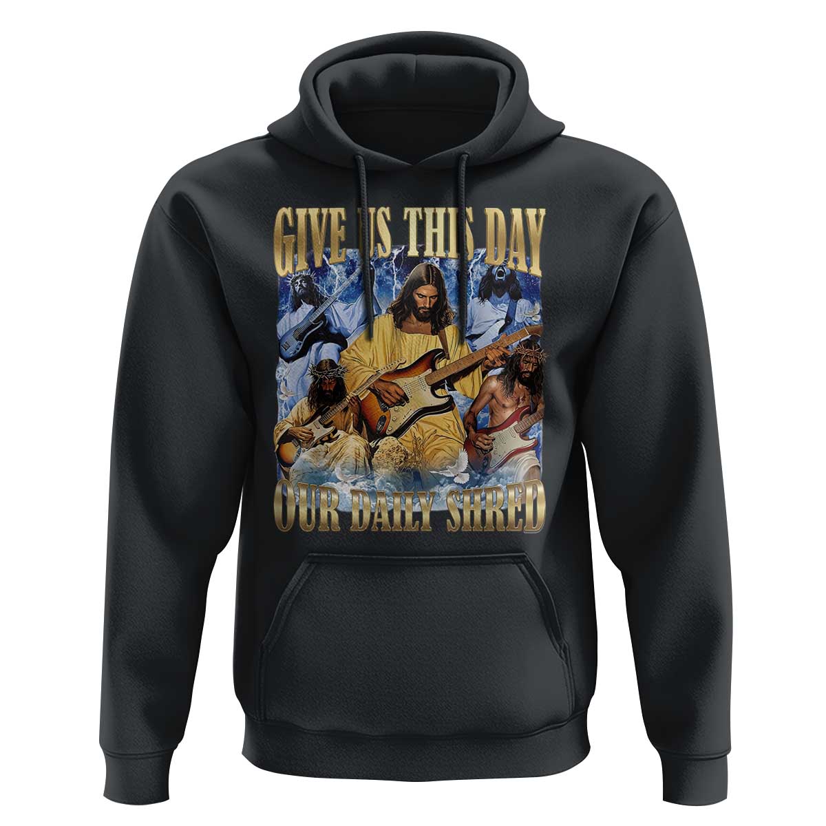 Give Us This Day Our Daily Shred Funny Christian Jesus Rock Hoodie Faith Humor Music Lover Inspired Gift