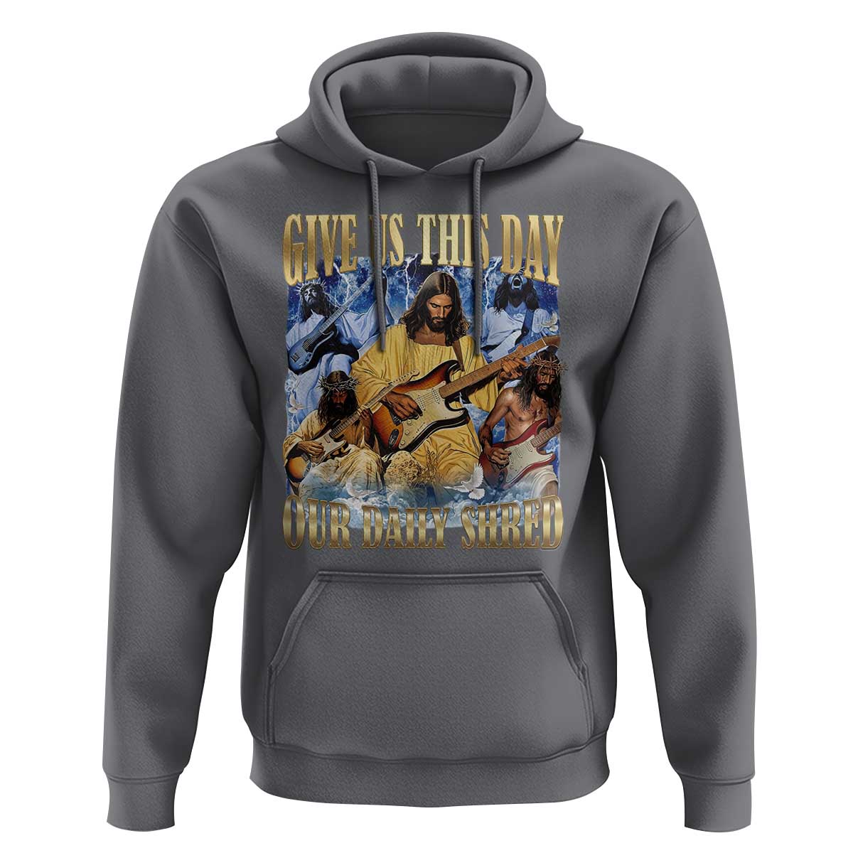 Give Us This Day Our Daily Shred Funny Christian Jesus Rock Hoodie Faith Humor Music Lover Inspired Gift