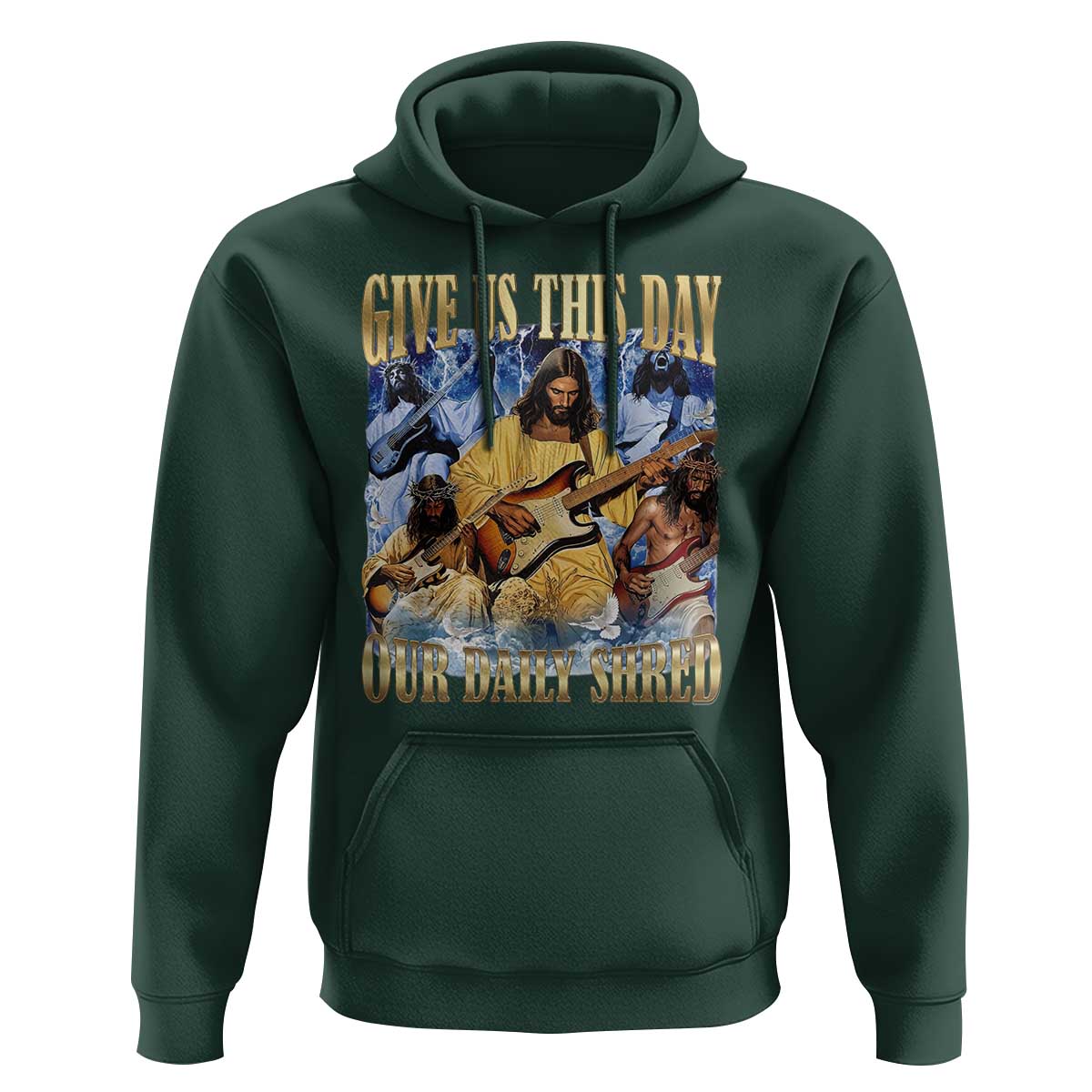 Give Us This Day Our Daily Shred Funny Christian Jesus Rock Hoodie Faith Humor Music Lover Inspired Gift