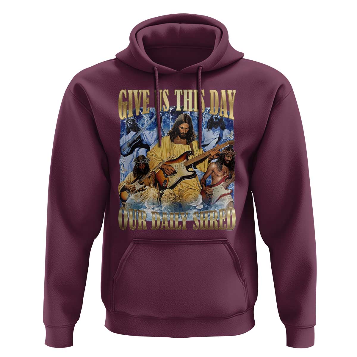 Give Us This Day Our Daily Shred Funny Christian Jesus Rock Hoodie Faith Humor Music Lover Inspired Gift