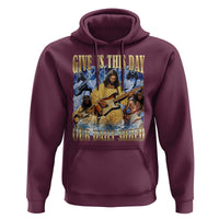 Give Us This Day Our Daily Shred Funny Christian Jesus Rock Hoodie Faith Humor Music Lover Inspired Gift