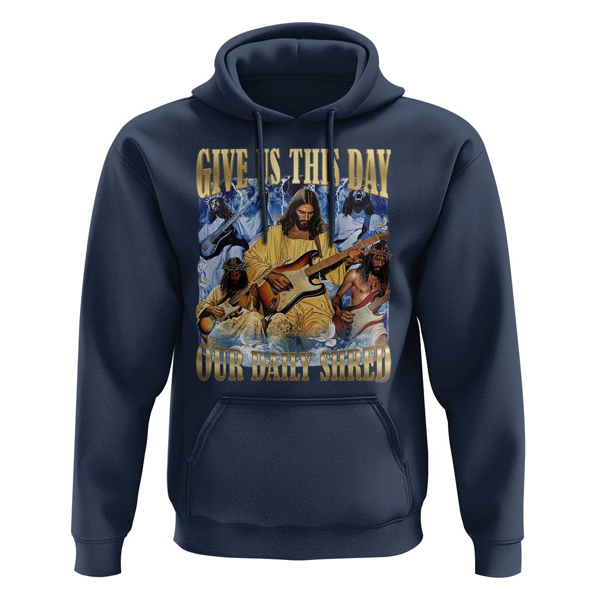 Give Us This Day Our Daily Shred Funny Christian Jesus Rock Hoodie Faith Humor Music Lover Inspired Gift