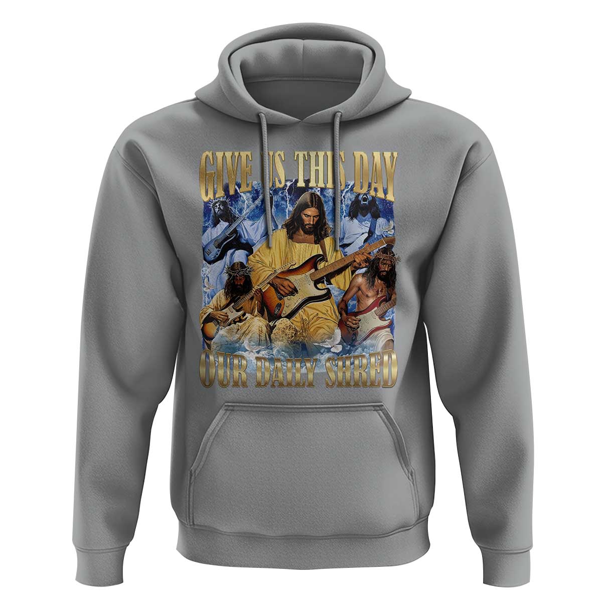 Give Us This Day Our Daily Shred Funny Christian Jesus Rock Hoodie Faith Humor Music Lover Inspired Gift