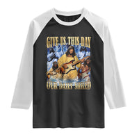 Give Us This Day Our Daily Shred Funny Christian Jesus Rock Raglan Shirt Faith Humor Music Lover Inspired Gift