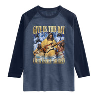 Give Us This Day Our Daily Shred Funny Christian Jesus Rock Raglan Shirt Faith Humor Music Lover Inspired Gift