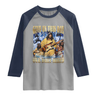 Give Us This Day Our Daily Shred Funny Christian Jesus Rock Raglan Shirt Faith Humor Music Lover Inspired Gift