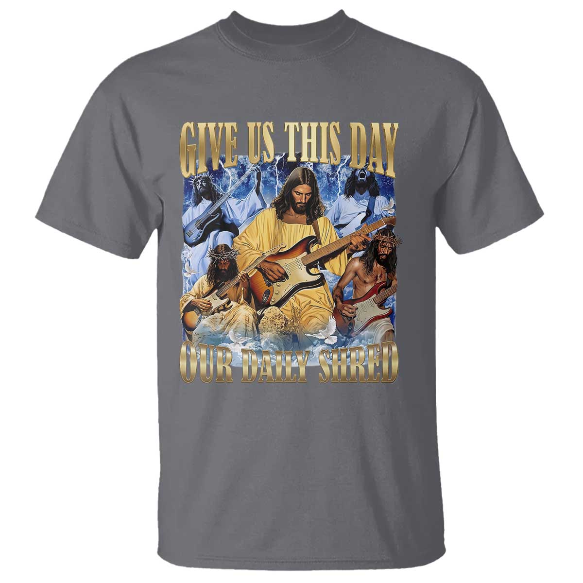 Give Us This Day Our Daily Shred Funny Christian Jesus Rock T Shirt Faith Humor Music Lover Inspired Gift