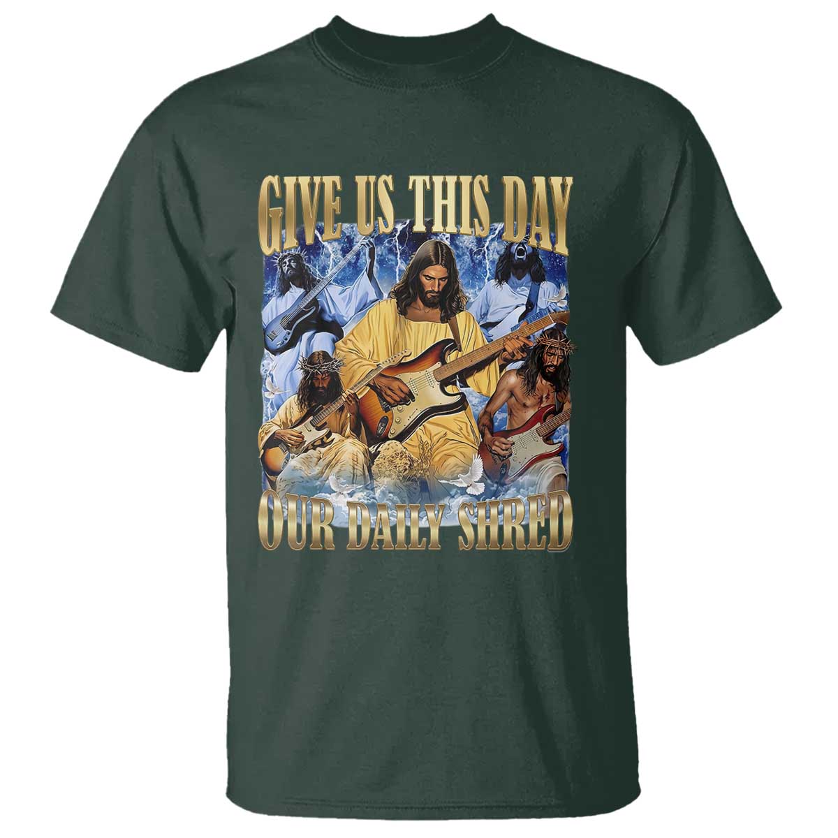 Give Us This Day Our Daily Shred Funny Christian Jesus Rock T Shirt Faith Humor Music Lover Inspired Gift