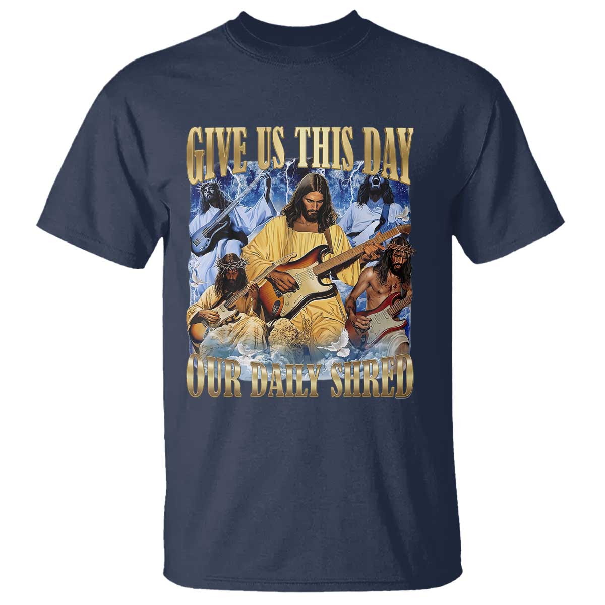 Give Us This Day Our Daily Shred Funny Christian Jesus Rock T Shirt Faith Humor Music Lover Inspired Gift