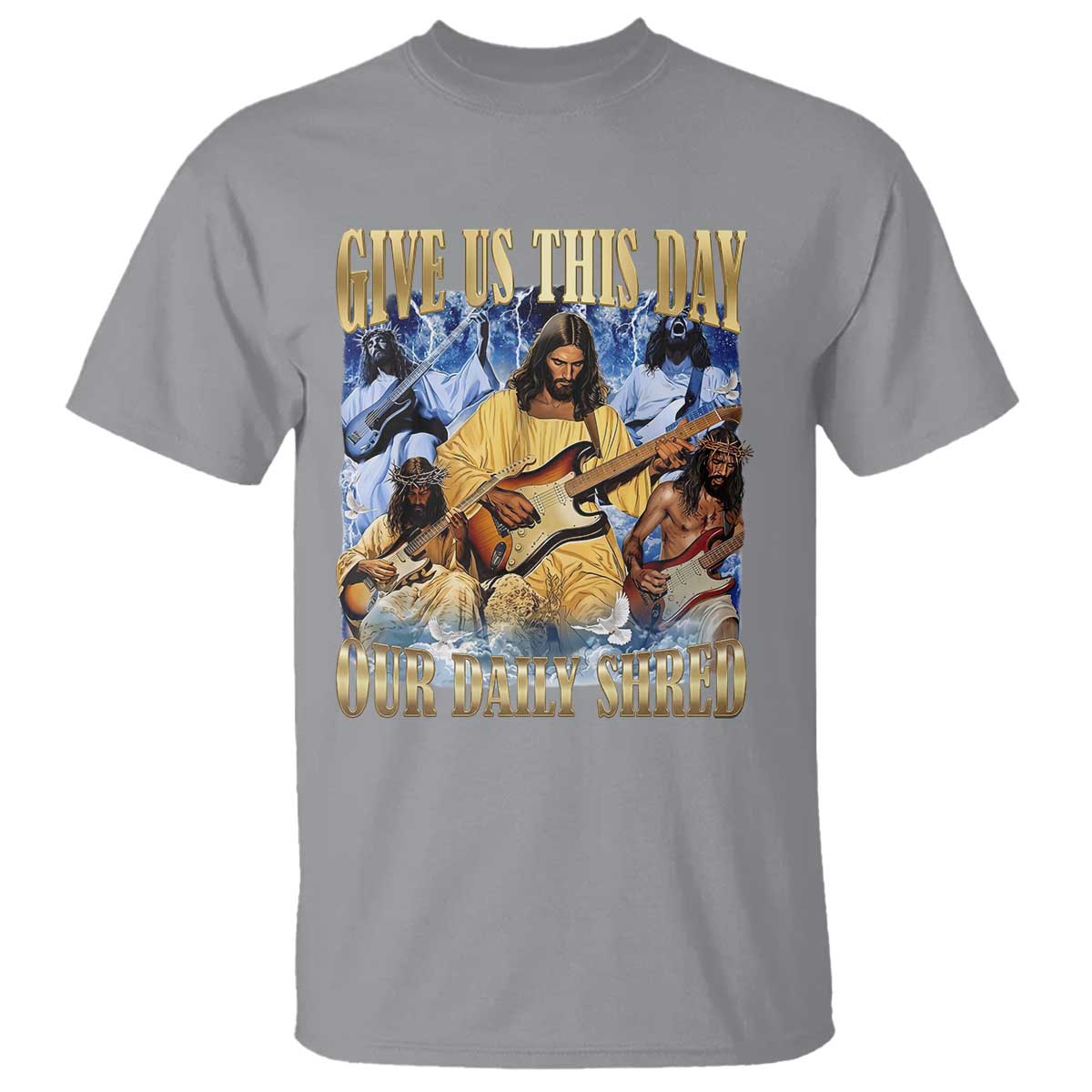 Give Us This Day Our Daily Shred Funny Christian Jesus Rock T Shirt Faith Humor Music Lover Inspired Gift