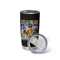Give Us This Day Our Daily Shred Funny Christian Jesus Rock Tumbler Cup Faith Humor Music Lover Inspired Gift