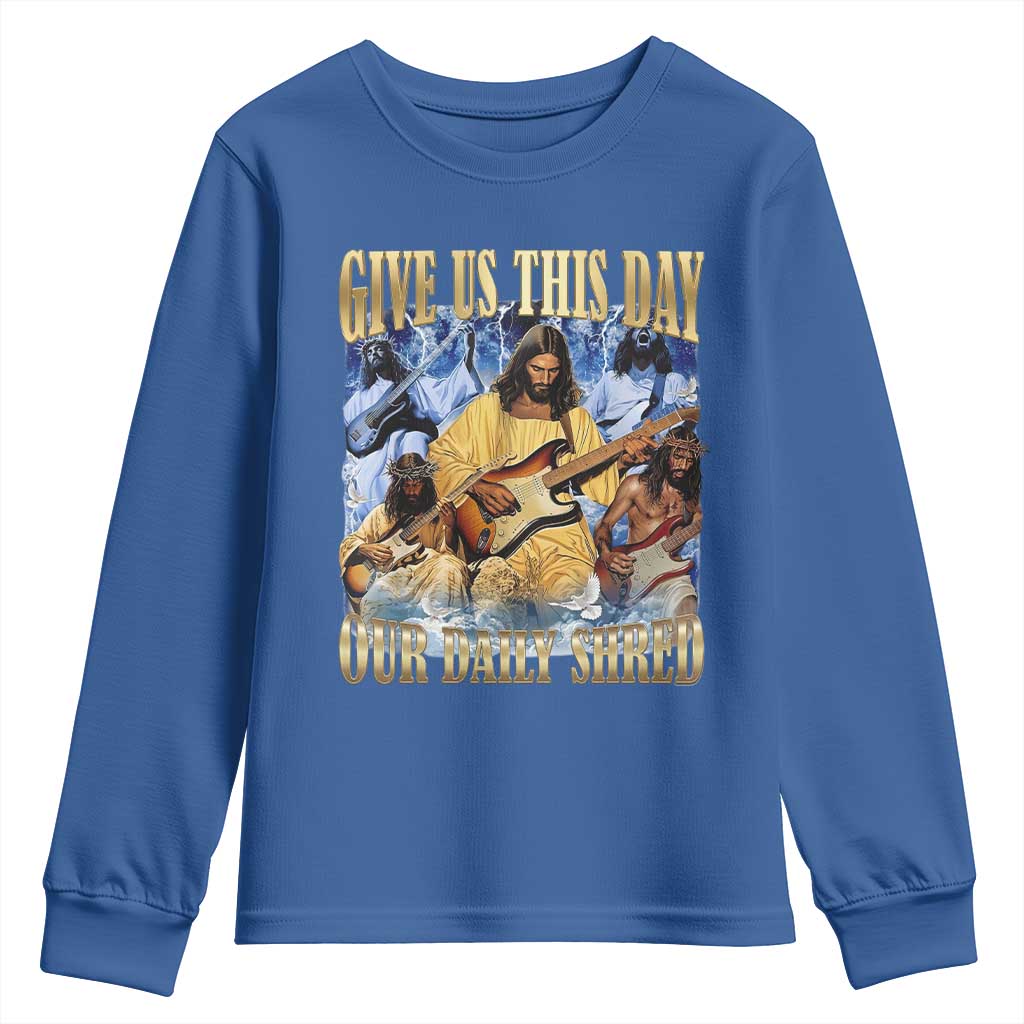 Give Us This Day Our Daily Shred Funny Christian Jesus Rock Youth Sweatshirt Faith Humor Music Lover Inspired Gift