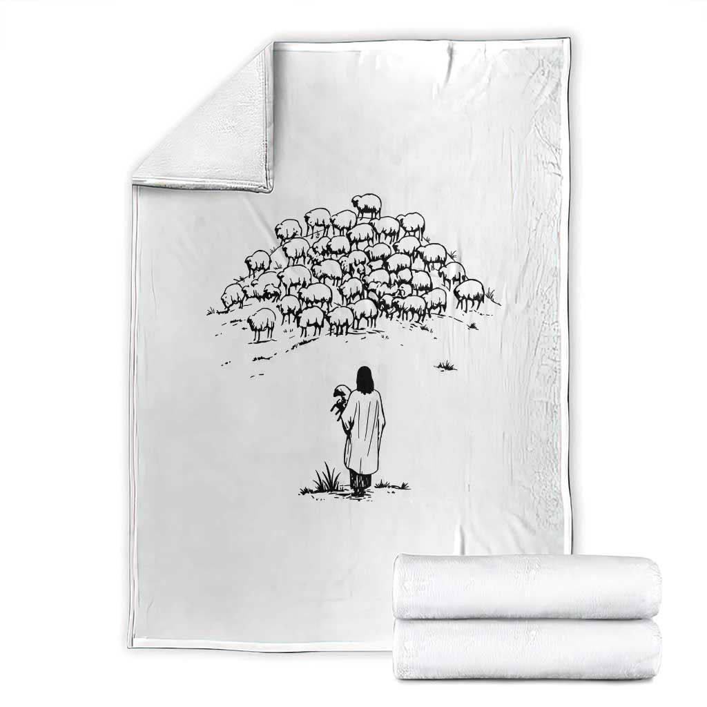 Jesus The Good Shepherd Minimalist Christian Throw Blanket Sheep Flock Faith Spiritual Inspirational Gift