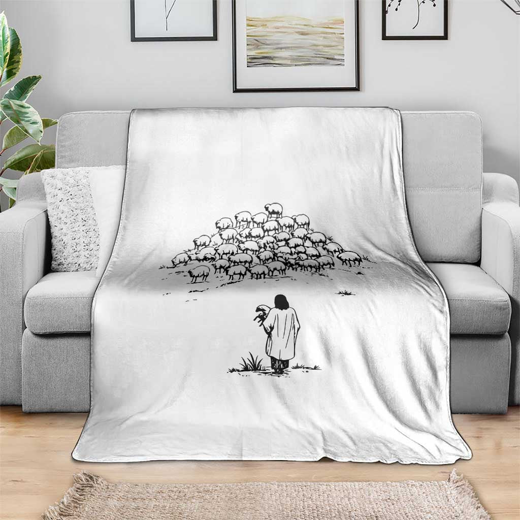Jesus The Good Shepherd Minimalist Christian Throw Blanket Sheep Flock Faith Spiritual Inspirational Gift