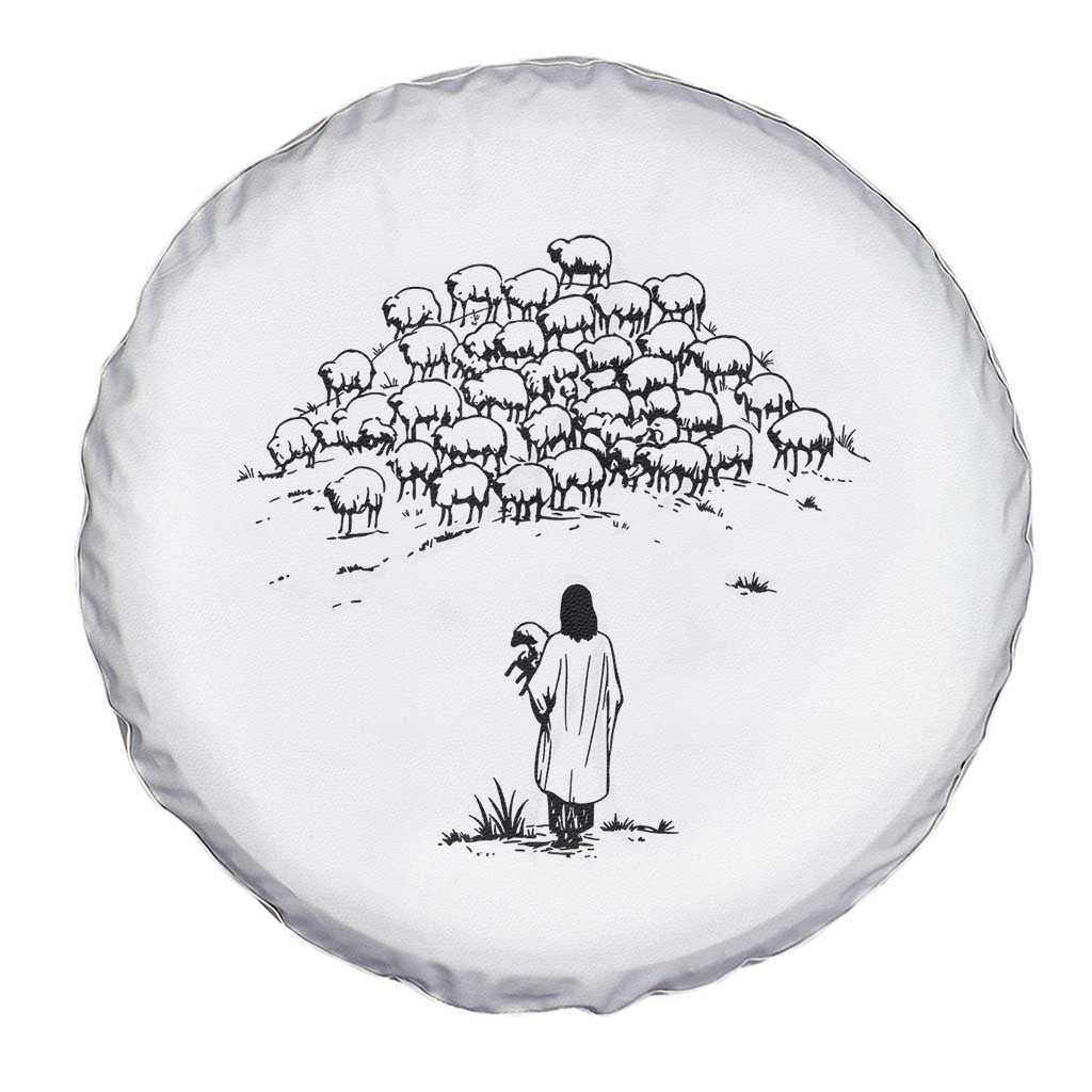 Jesus The Good Shepherd Minimalist Christian Spare Tire Cover Sheep Flock Faith Spiritual Inspirational Gift