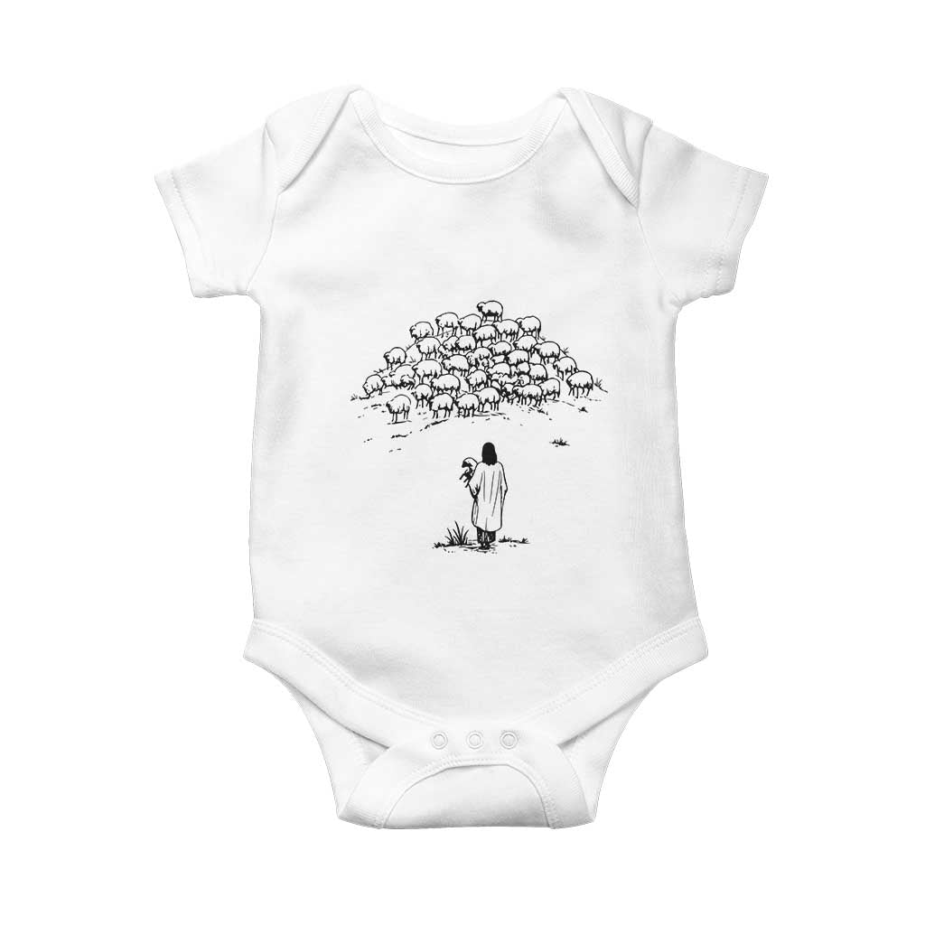 Jesus The Good Shepherd Minimalist Christian Baby Onesie Sheep Flock Faith Spiritual Inspirational Gift