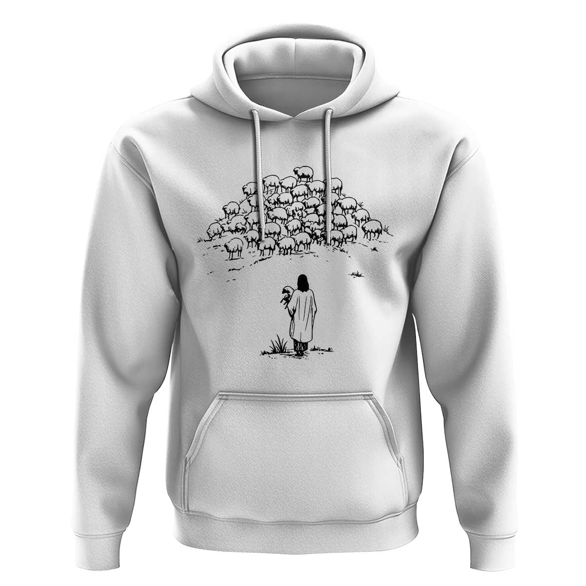 Jesus The Good Shepherd Minimalist Christian Hoodie Sheep Flock Faith Spiritual Inspirational Gift