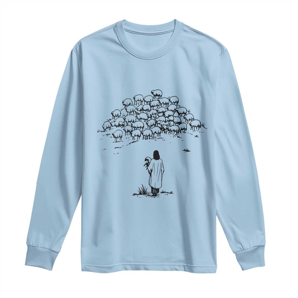 Jesus The Good Shepherd Minimalist Christian Long Sleeve Shirt Sheep Flock Faith Spiritual Inspirational Gift