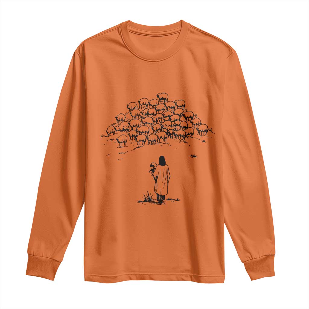Jesus The Good Shepherd Minimalist Christian Long Sleeve Shirt Sheep Flock Faith Spiritual Inspirational Gift