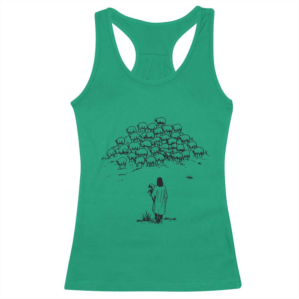 Jesus The Good Shepherd Minimalist Christian Racerback Tank Top Sheep Flock Faith Spiritual Inspirational Gift