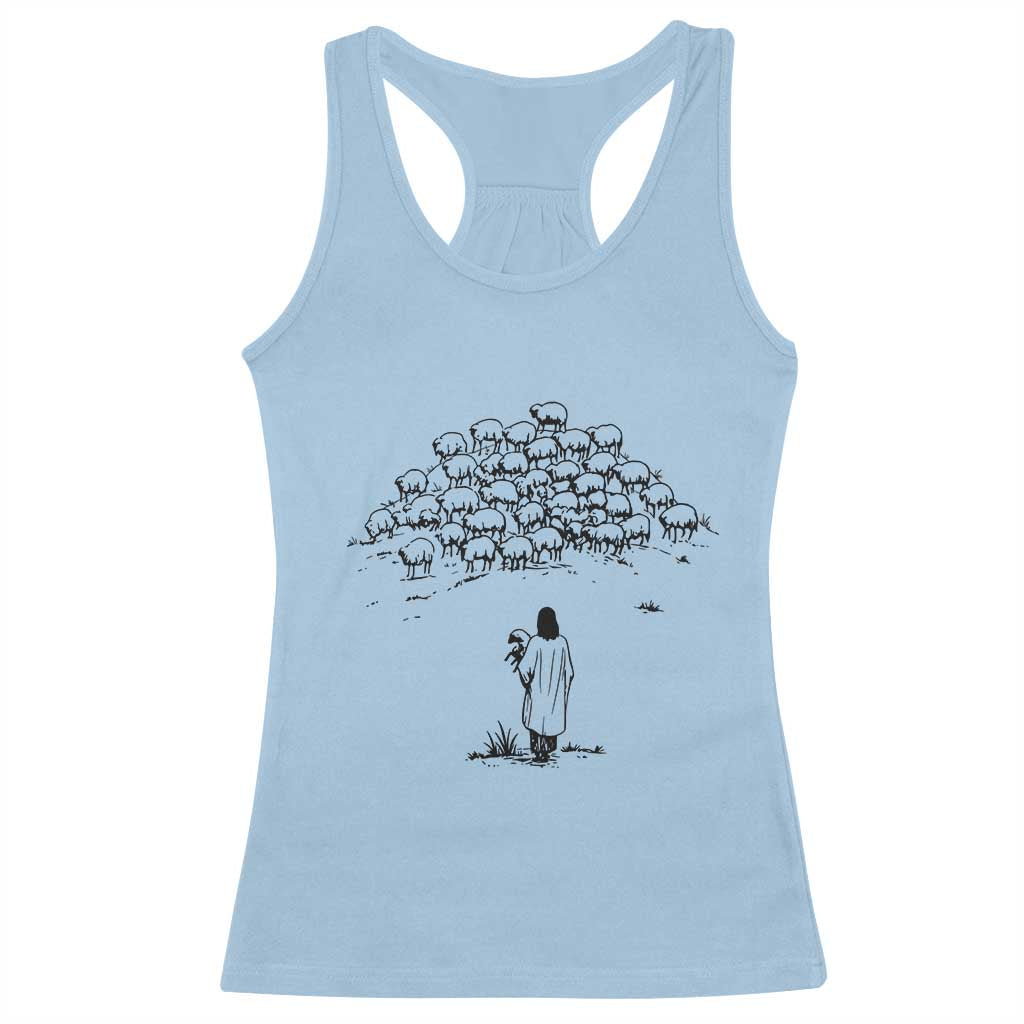 Jesus The Good Shepherd Minimalist Christian Racerback Tank Top Sheep Flock Faith Spiritual Inspirational Gift