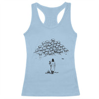 Jesus The Good Shepherd Minimalist Christian Racerback Tank Top Sheep Flock Faith Spiritual Inspirational Gift