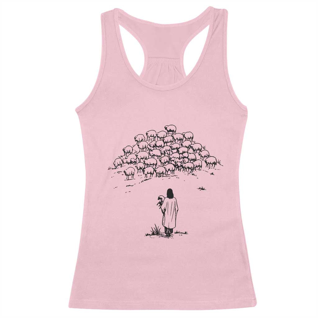 Jesus The Good Shepherd Minimalist Christian Racerback Tank Top Sheep Flock Faith Spiritual Inspirational Gift