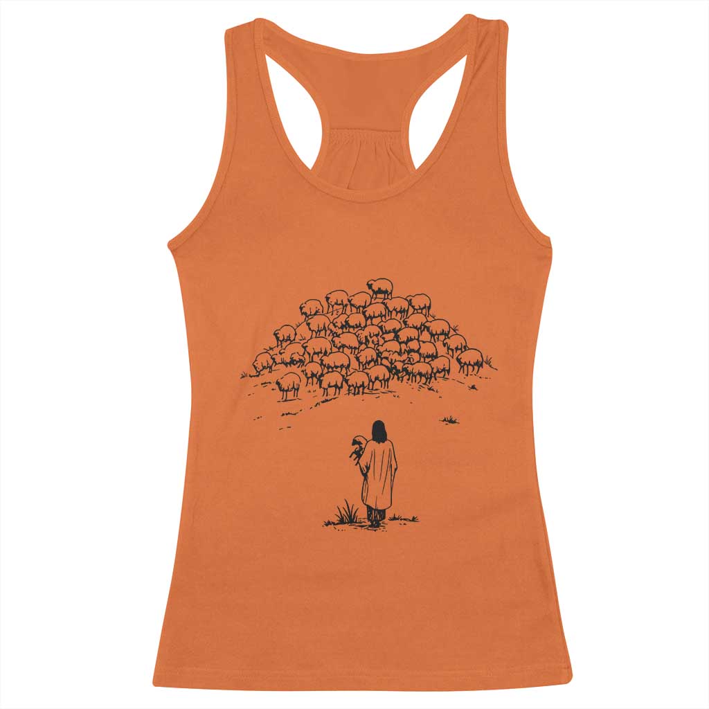 Jesus The Good Shepherd Minimalist Christian Racerback Tank Top Sheep Flock Faith Spiritual Inspirational Gift