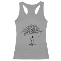Jesus The Good Shepherd Minimalist Christian Racerback Tank Top Sheep Flock Faith Spiritual Inspirational Gift