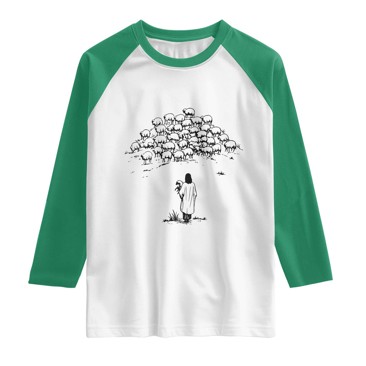 Jesus The Good Shepherd Minimalist Christian Raglan Shirt Sheep Flock Faith Spiritual Inspirational Gift