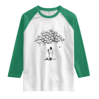 Jesus The Good Shepherd Minimalist Christian Raglan Shirt Sheep Flock Faith Spiritual Inspirational Gift