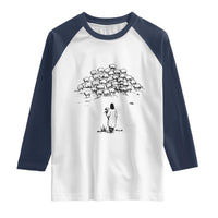 Jesus The Good Shepherd Minimalist Christian Raglan Shirt Sheep Flock Faith Spiritual Inspirational Gift