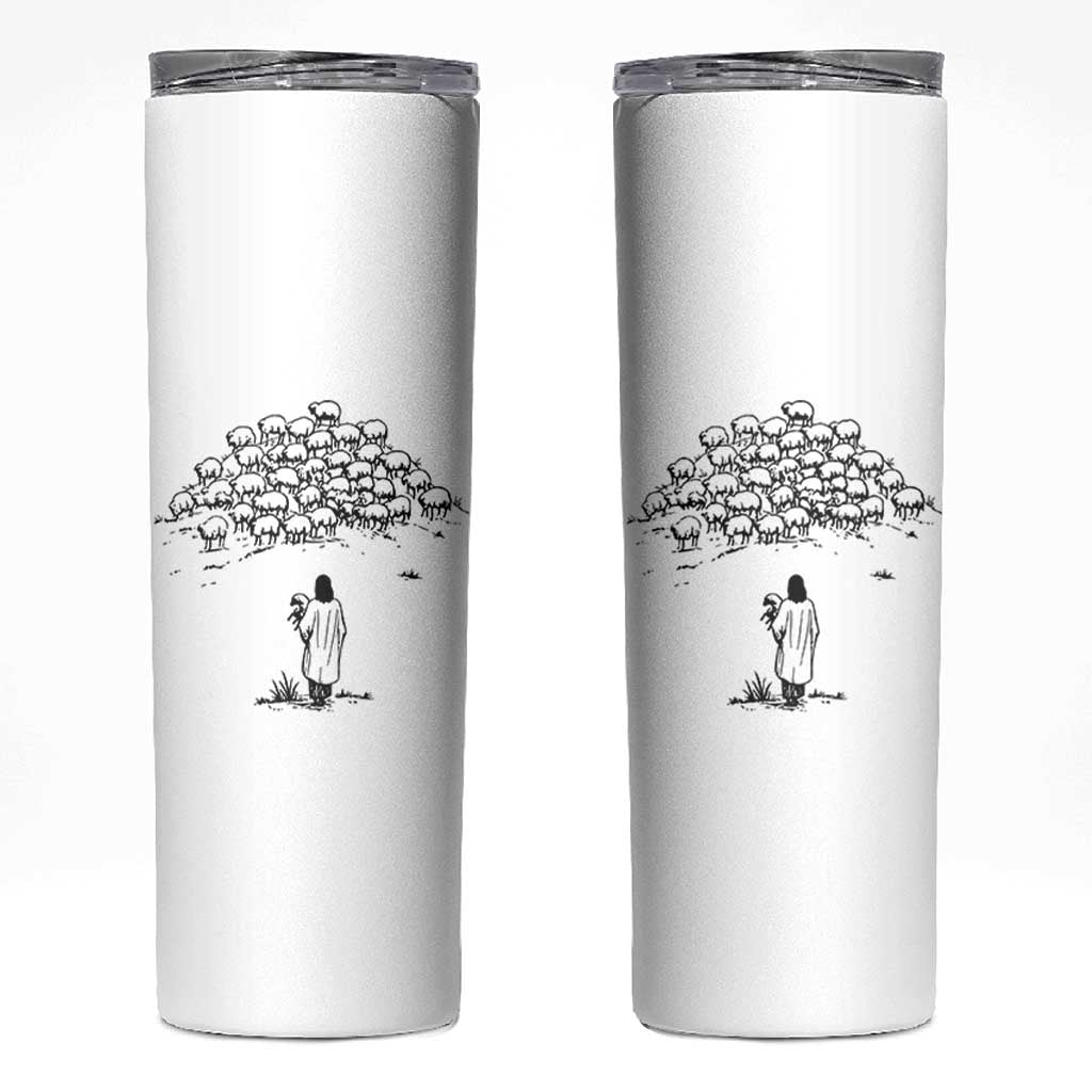 Jesus The Good Shepherd Minimalist Christian Skinny Tumbler Sheep Flock Faith Spiritual Inspirational Gift