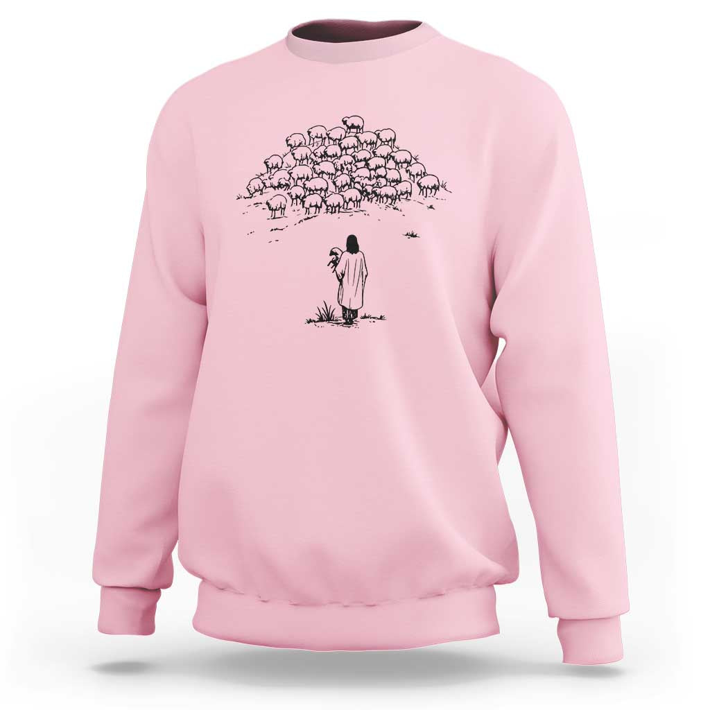 Jesus The Good Shepherd Minimalist Christian Sweatshirt Sheep Flock Faith Spiritual Inspirational Gift