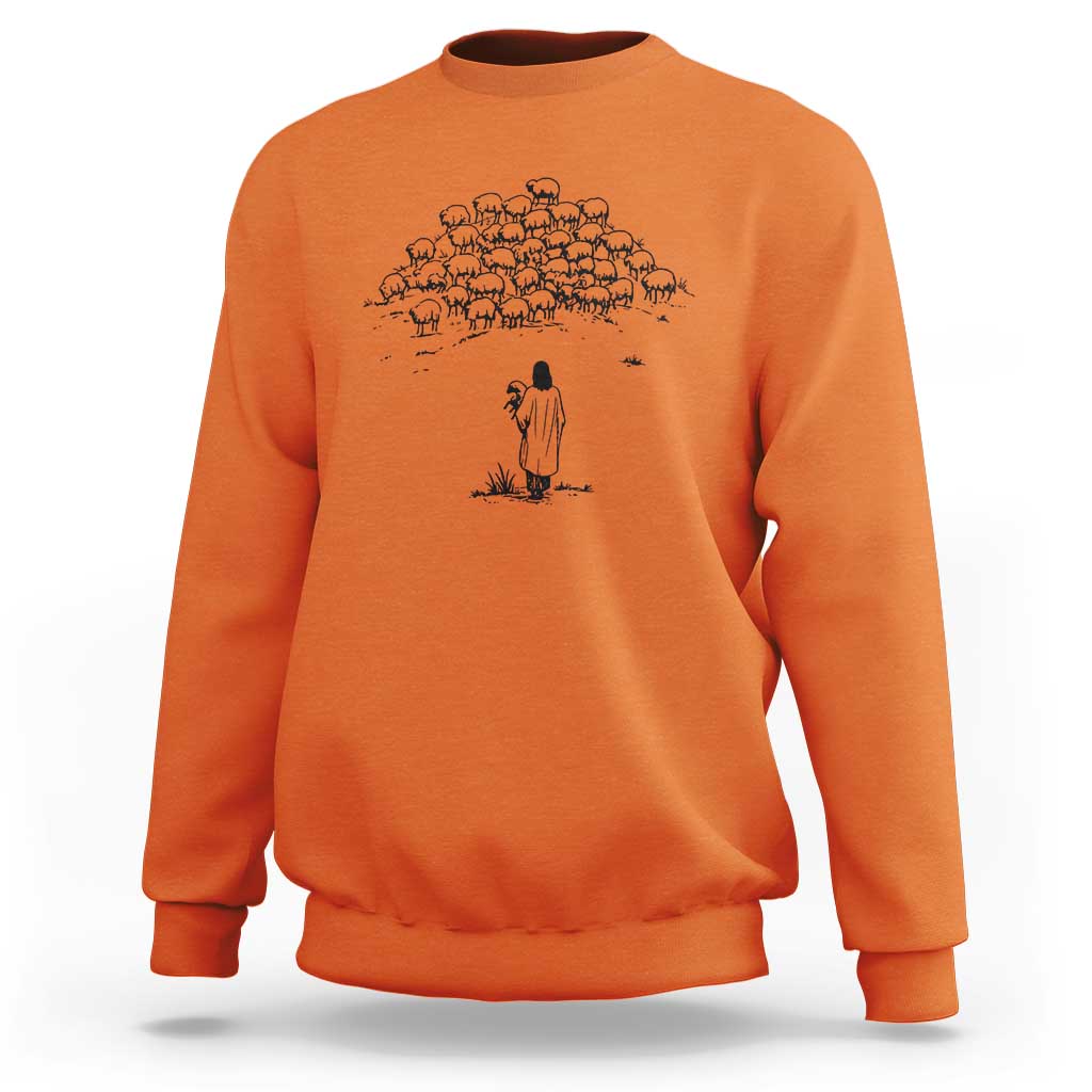 Jesus The Good Shepherd Minimalist Christian Sweatshirt Sheep Flock Faith Spiritual Inspirational Gift