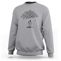 Jesus The Good Shepherd Minimalist Christian Sweatshirt Sheep Flock Faith Spiritual Inspirational Gift