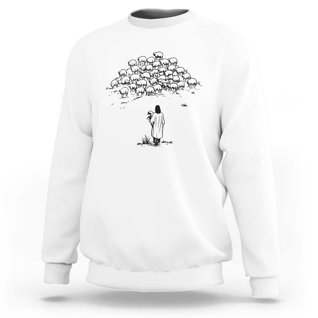 Jesus The Good Shepherd Minimalist Christian Sweatshirt Sheep Flock Faith Spiritual Inspirational Gift