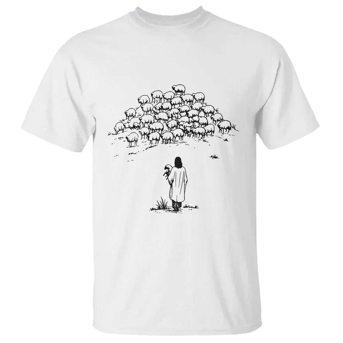 Jesus The Good Shepherd Minimalist Christian T Shirt Sheep Flock Faith Spiritual Inspirational Gift