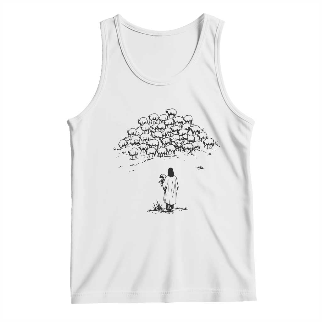 Jesus The Good Shepherd Minimalist Christian Tank Top Sheep Flock Faith Spiritual Inspirational Gift
