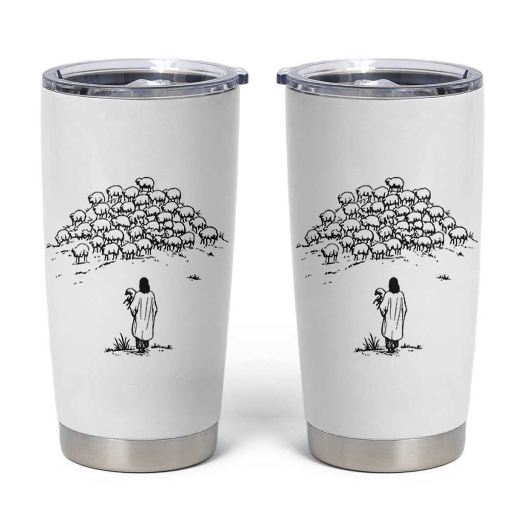 Jesus The Good Shepherd Minimalist Christian Tumbler Cup Sheep Flock Faith Spiritual Inspirational Gift