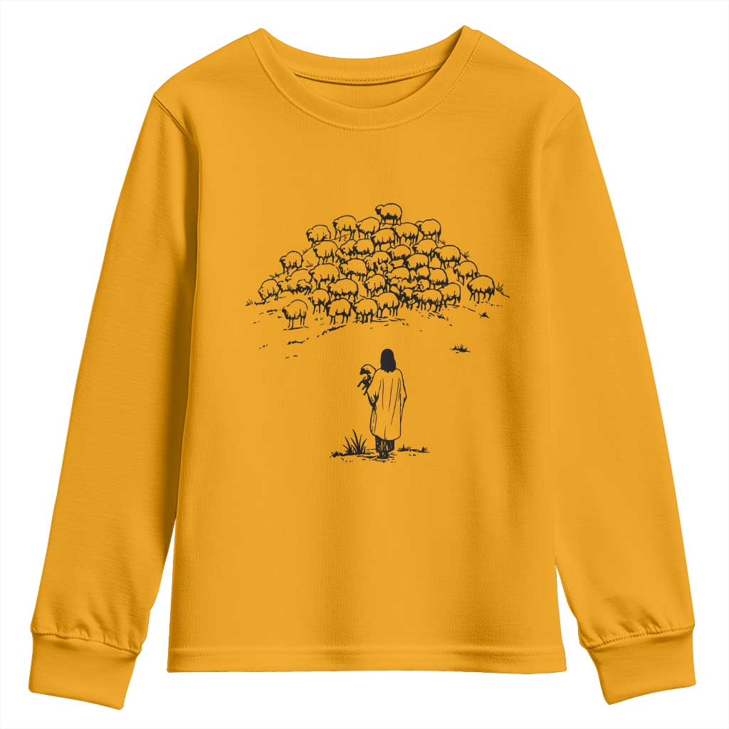Jesus The Good Shepherd Minimalist Christian Youth Sweatshirt Sheep Flock Faith Spiritual Inspirational Gift