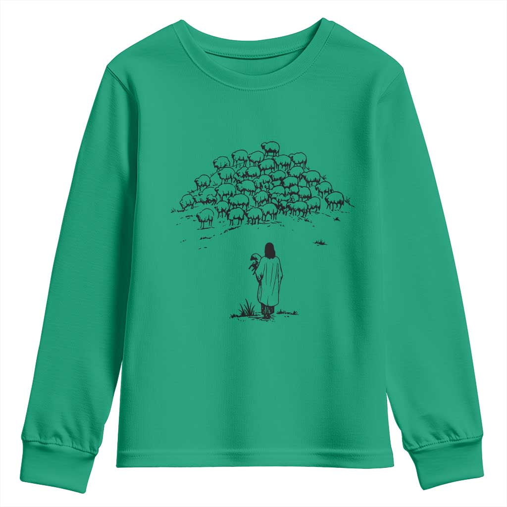 Jesus The Good Shepherd Minimalist Christian Youth Sweatshirt Sheep Flock Faith Spiritual Inspirational Gift
