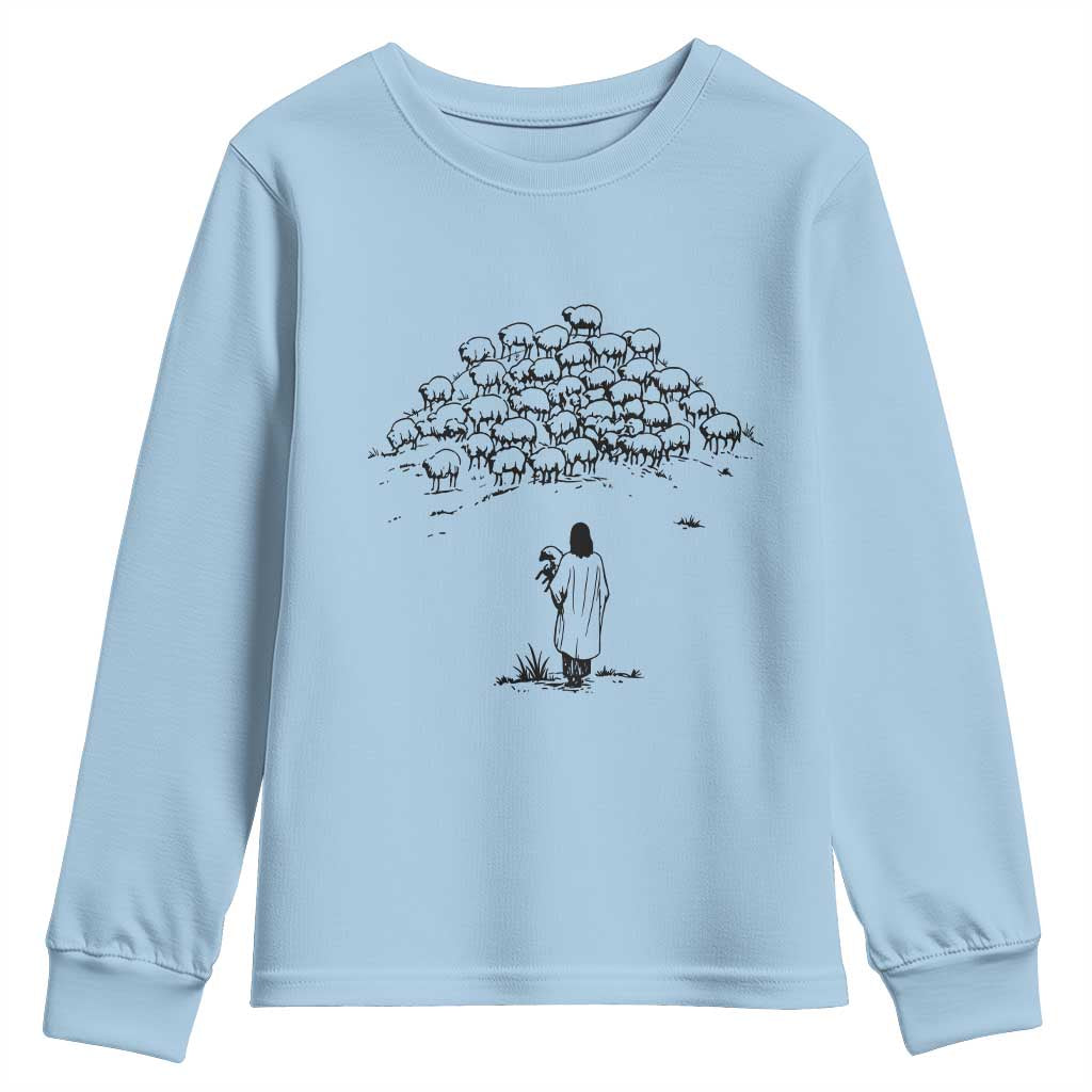 Jesus The Good Shepherd Minimalist Christian Youth Sweatshirt Sheep Flock Faith Spiritual Inspirational Gift