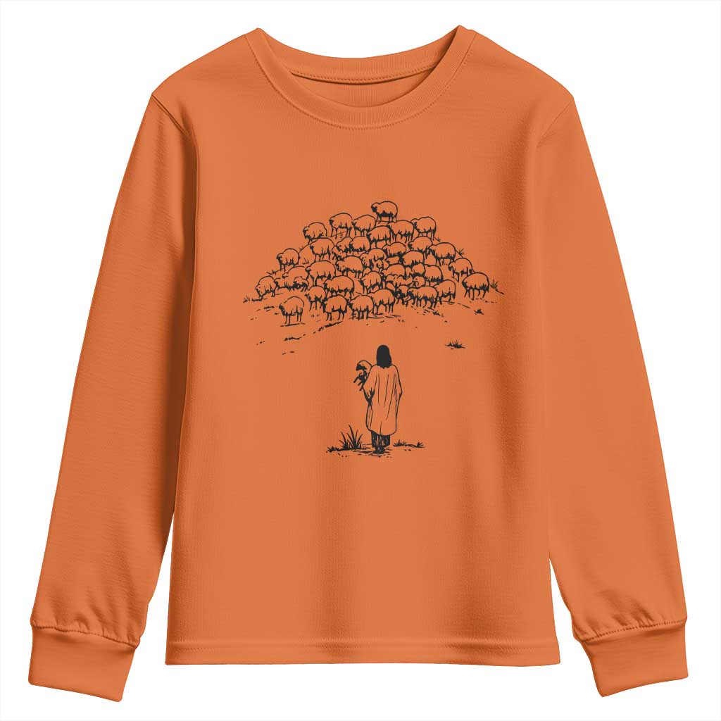 Jesus The Good Shepherd Minimalist Christian Youth Sweatshirt Sheep Flock Faith Spiritual Inspirational Gift